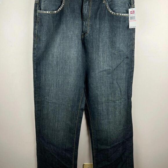 NWT Ecko Unltd Baggy Fit Jeans Size 40 EU Nails Denim Studded Pockets Y2K 2000s - Picture 1 of 7
